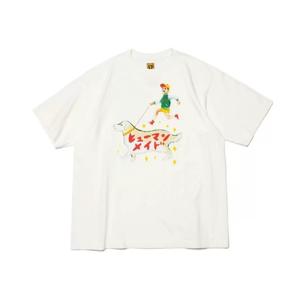 Humanmade Cartoon Print Unisex Crew Neck White T-Shirt