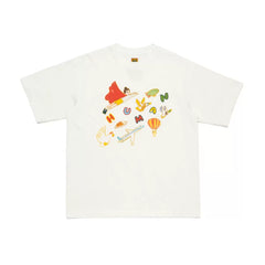 Humanmade Cartoon Print Unisex Crew Neck White T-Shirt