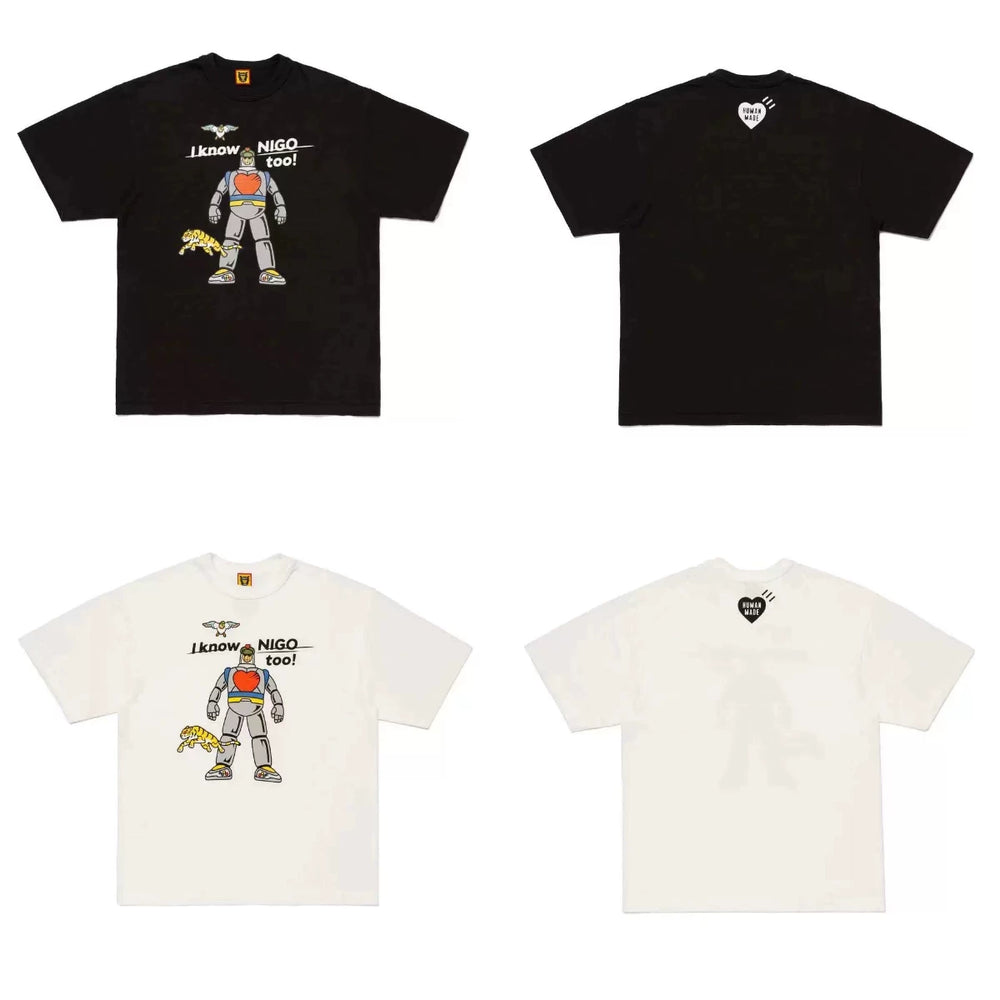 Humanmade Chinese Original Japanese Retro Heart Print Couple T-Shirt