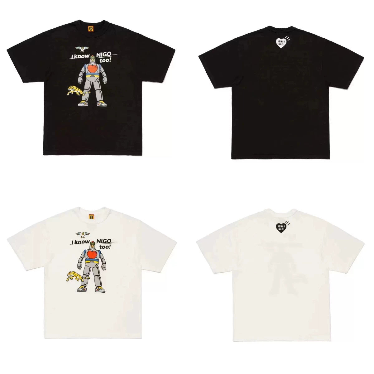 Humanmade Chinese Original Japanese Retro Heart Print Couple T-Shirt