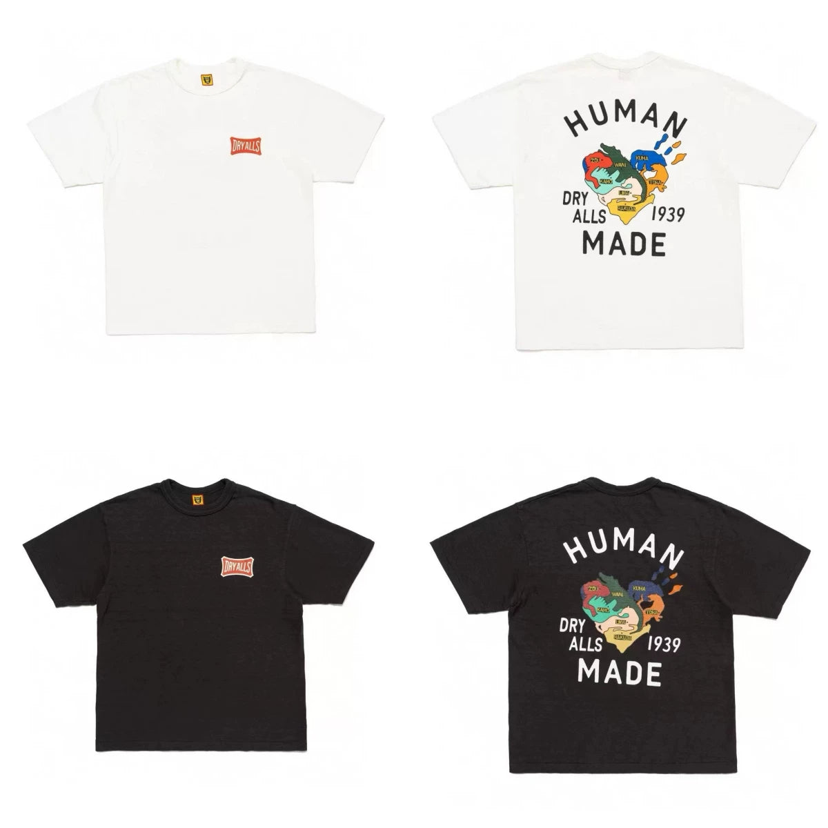 Humanmade Chinese Original Japanese Retro Heart Print Couple T-Shirt