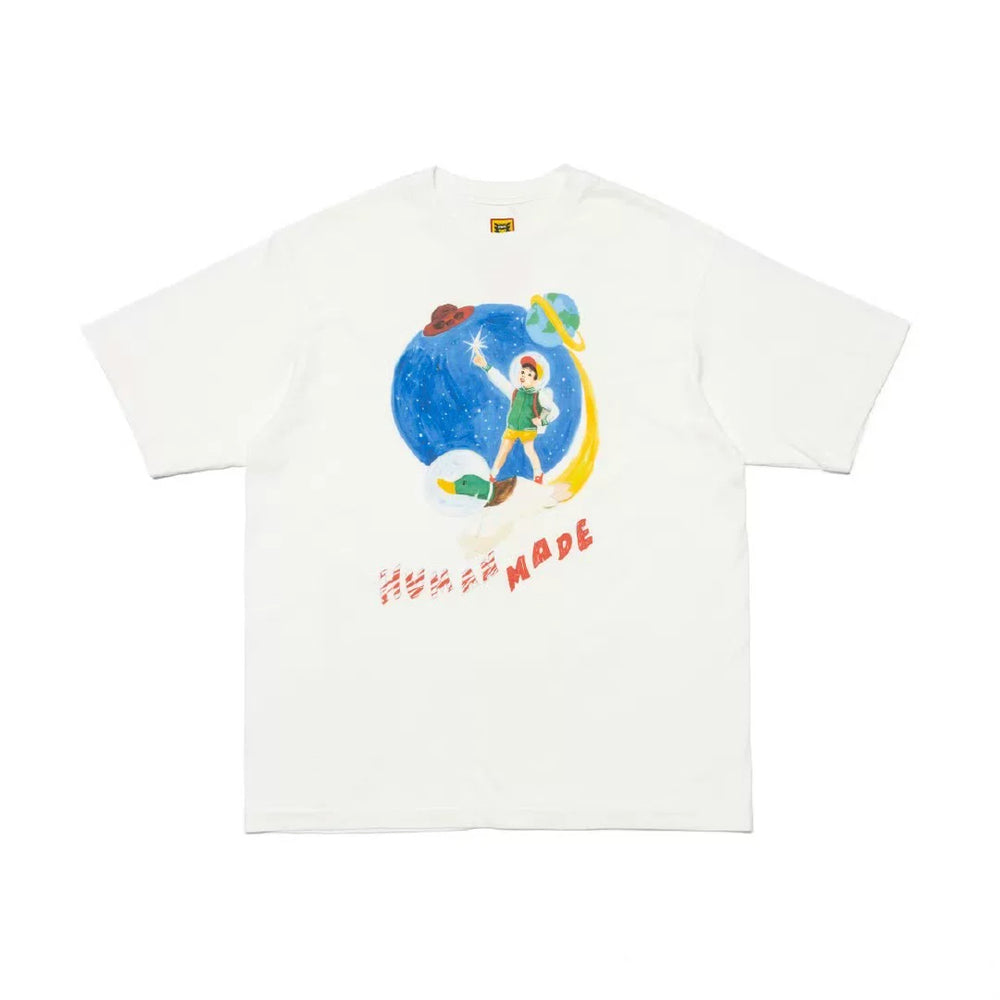 Humanmade Cartoon Print Unisex Crew Neck White T-Shirt