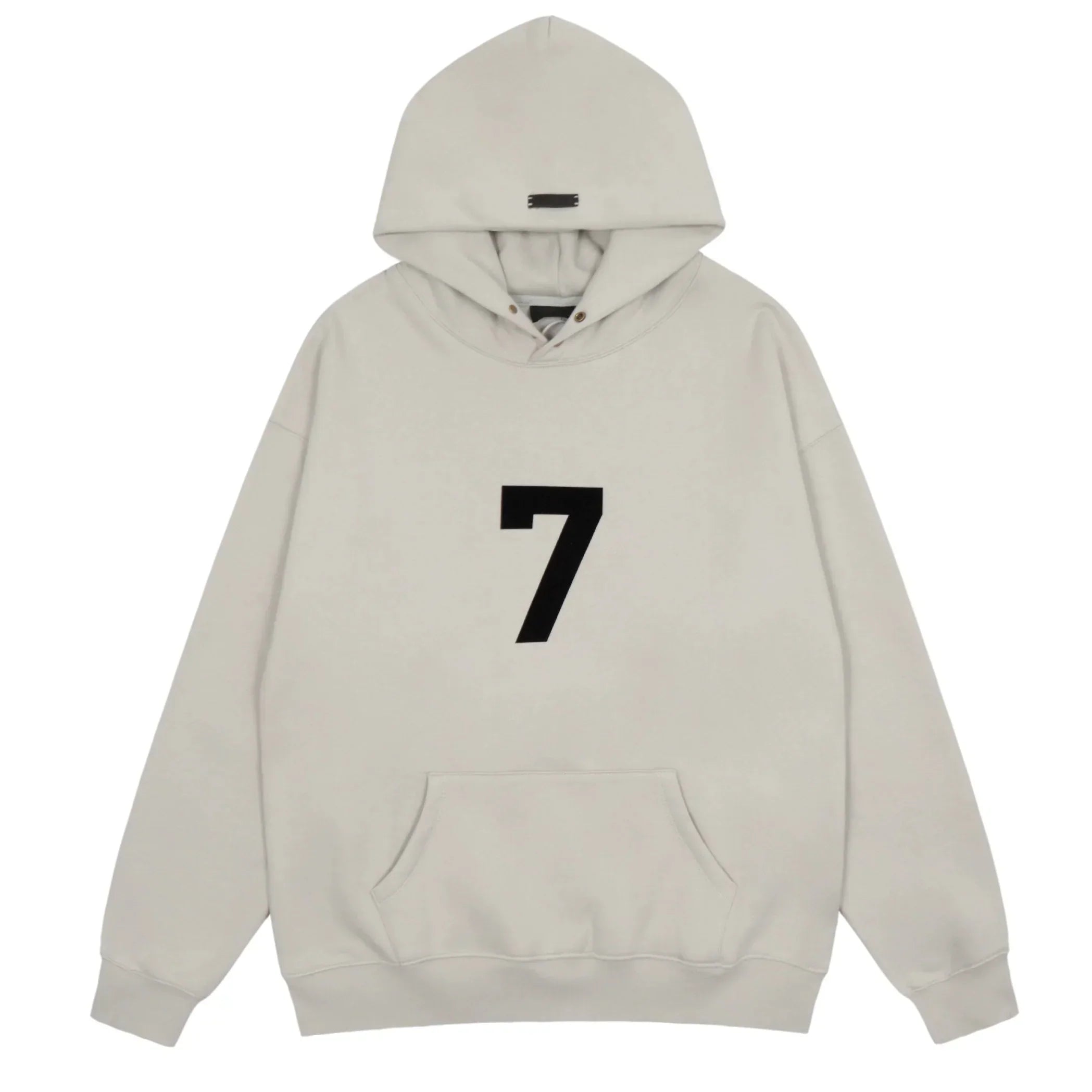 Fog Essentials Off‑White Large Black Number 7 Graphic Oversized Pullover Hoodie