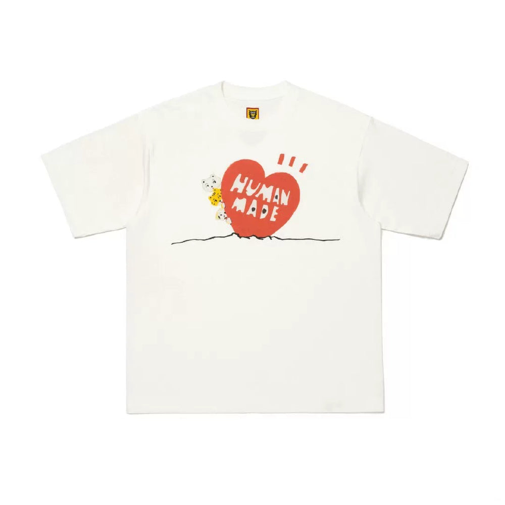 Humanmade Cartoon Print Unisex Crew Neck White T-Shirt