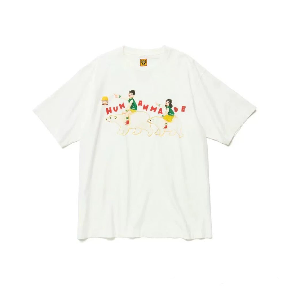 Humanmade Cartoon Print Unisex Crew Neck White T-Shirt