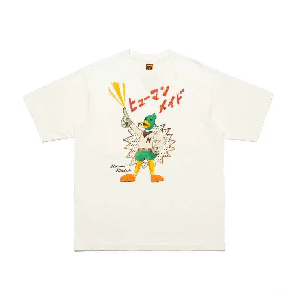 Humanmade Cartoon Print Unisex Crew Neck White T-Shirt