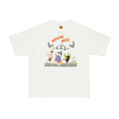 Humanmade Cartoon Print Unisex Crew Neck White T-Shirt