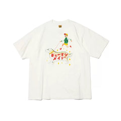 Humanmade Cartoon Print Unisex Crew Neck White T-Shirt