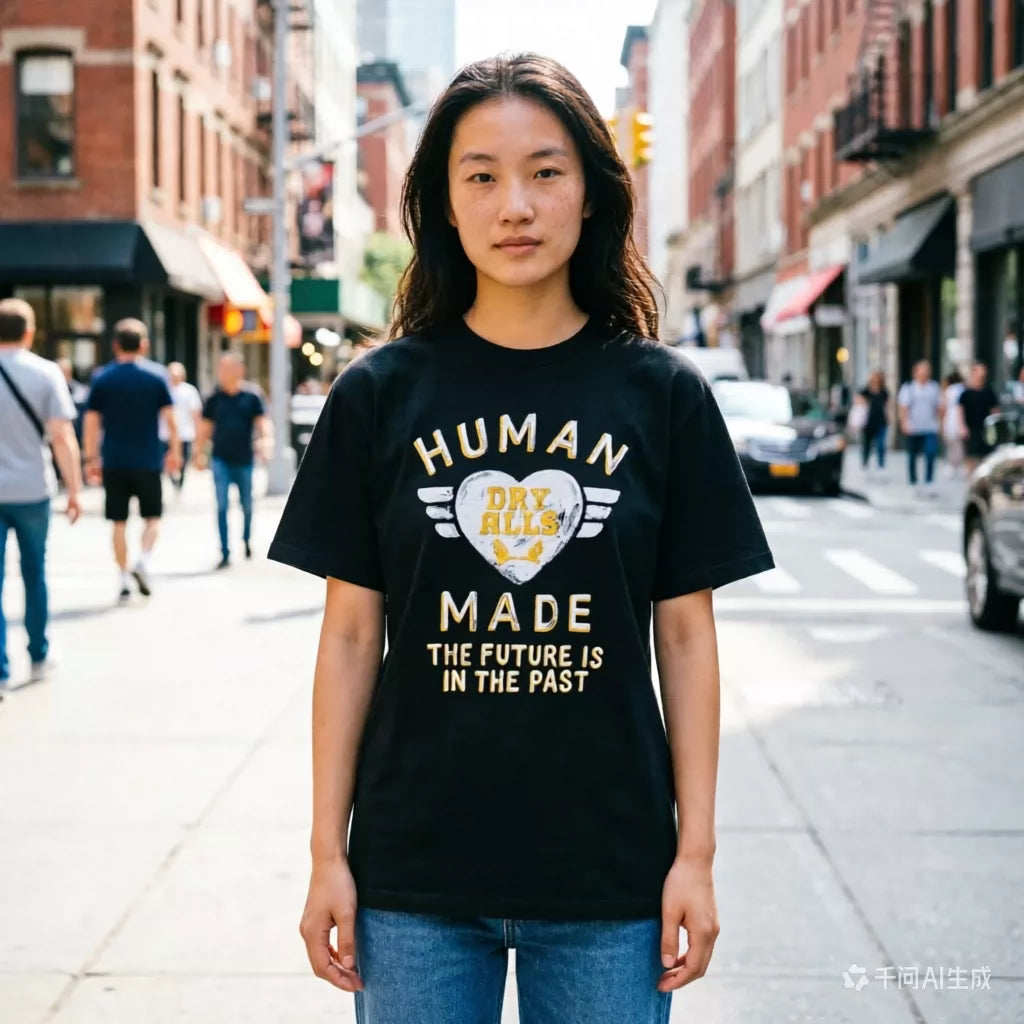 Humanmade Chinese Original Japanese Retro Heart Print Couple T-Shirt