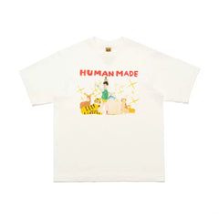 Humanmade Cartoon Print Unisex Crew Neck White T-Shirt