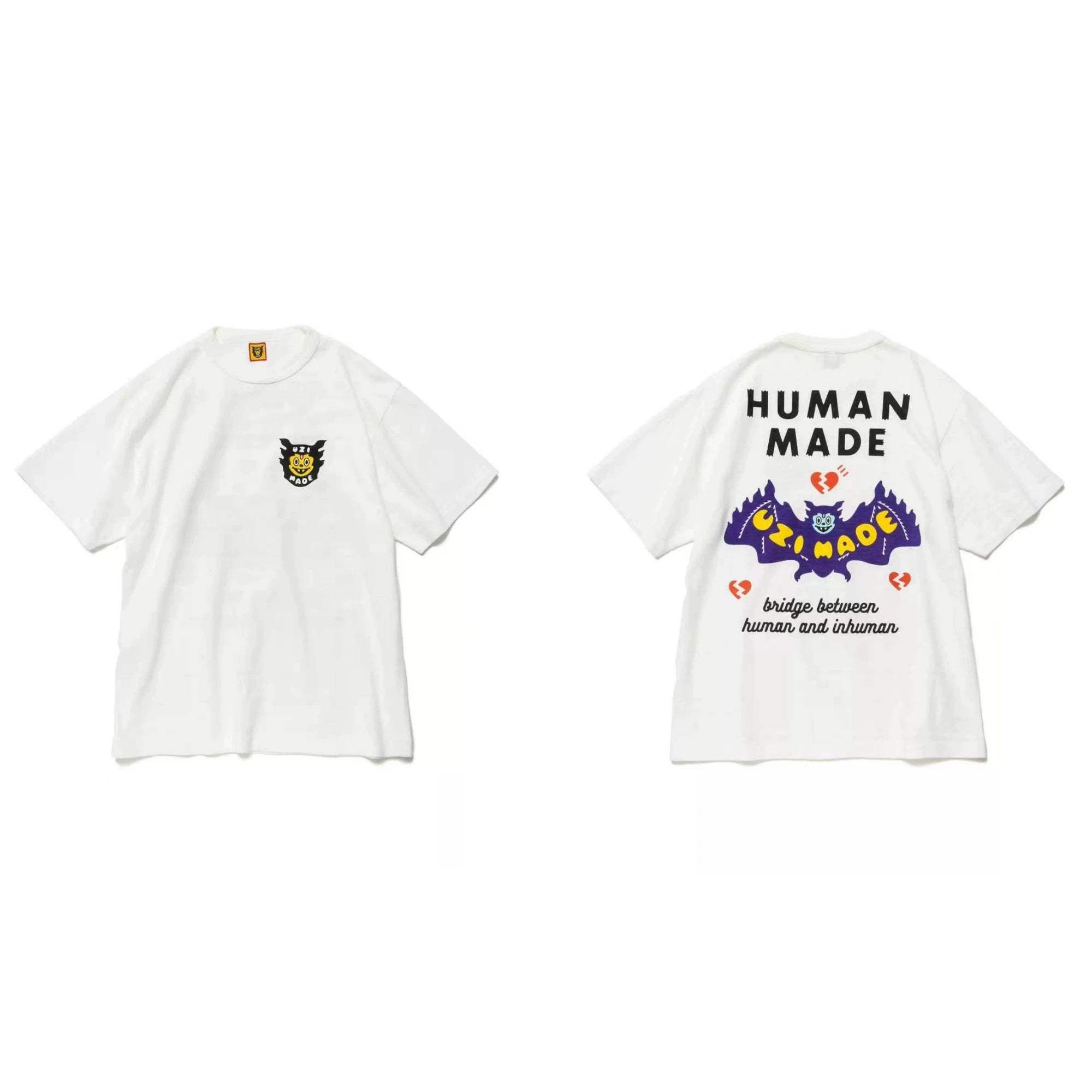 Humanmade Chinese Original Japanese Retro Heart Print Couple T-Shirt
