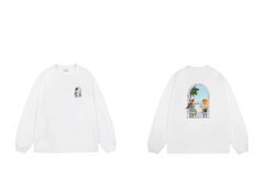 Drôle de Monsieur White Tropical Window Arch Graphic Print Long Sleeve Crewneck Sweatshirt