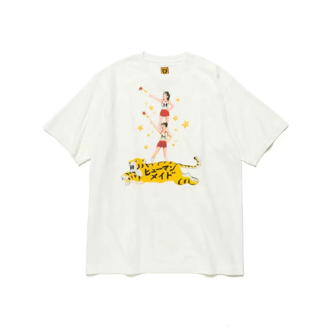 Humanmade Cartoon Print Unisex Crew Neck White T-Shirt