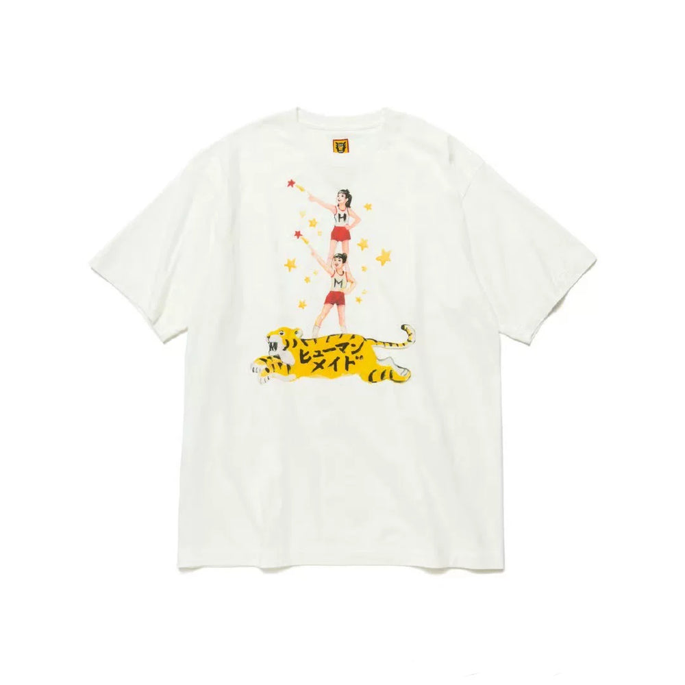 Humanmade Cartoon Print Unisex Crew Neck White T-Shirt