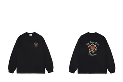 Drôle de Monsieur Black Rose Graphic Print Long Sleeve Crewneck Sweatshirt
