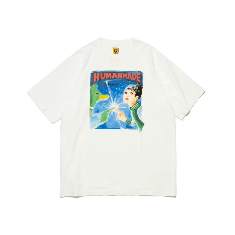 Humanmade Cartoon Print Unisex Crew Neck White T-Shirt