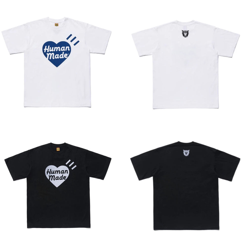 Humanmade Chinese Original Japanese Retro Heart Print Couple T-Shirt