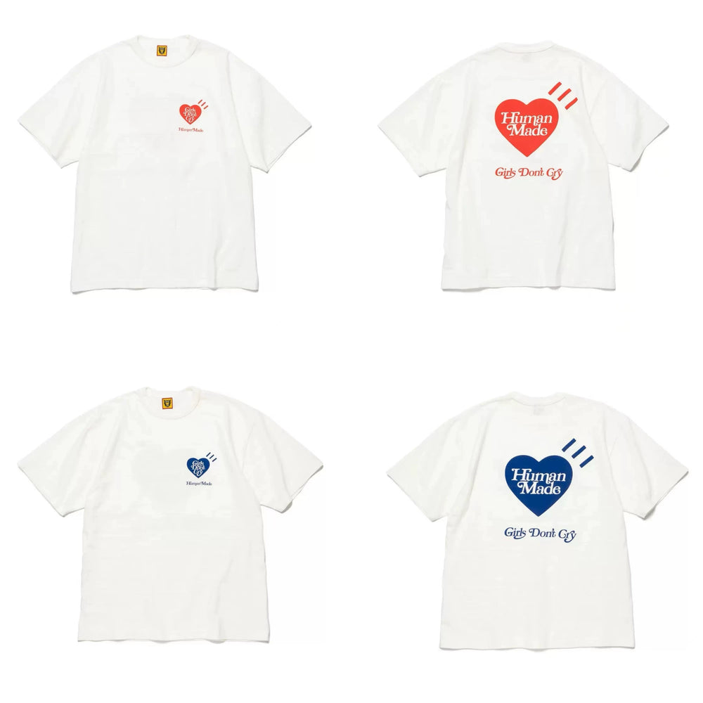 Humanmade Chinese Original Japanese Retro Heart Print Couple T-Shirt