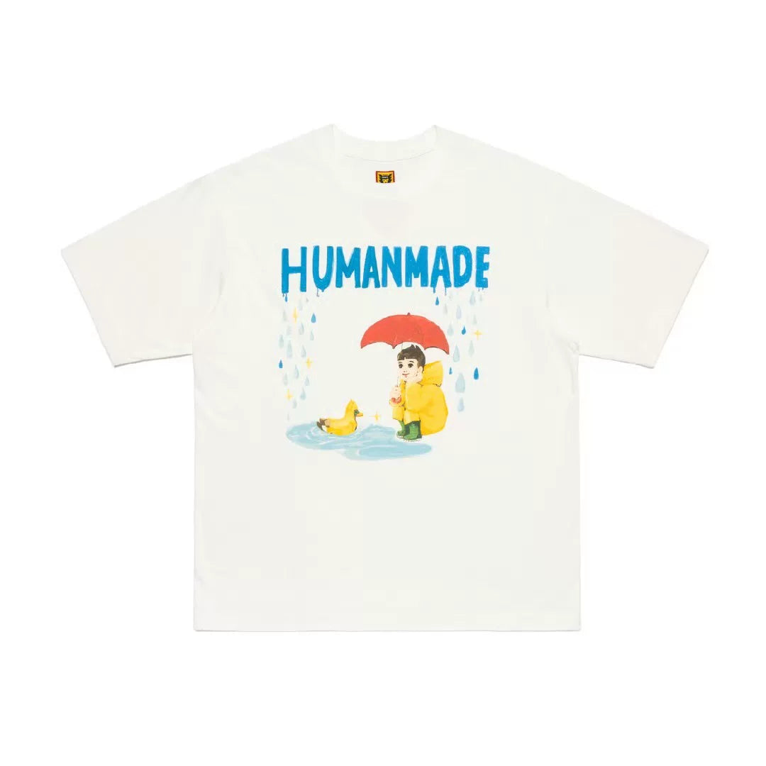 Humanmade Cartoon Print Unisex Crew Neck White T-Shirt