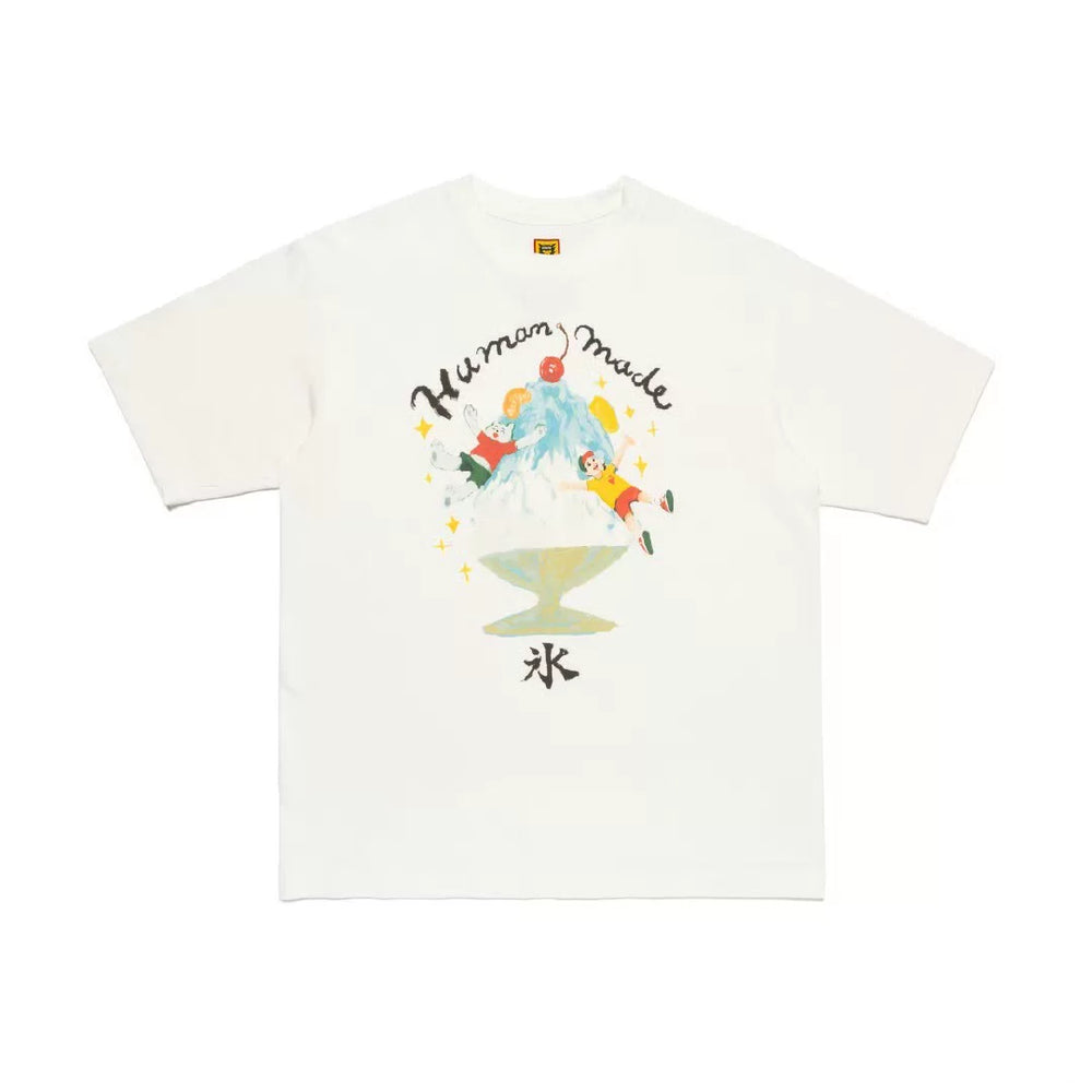 Humanmade Cartoon Print Unisex Crew Neck White T-Shirt