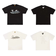 Humanmade Chinese Original Japanese Retro Heart Print Couple T-Shirt
