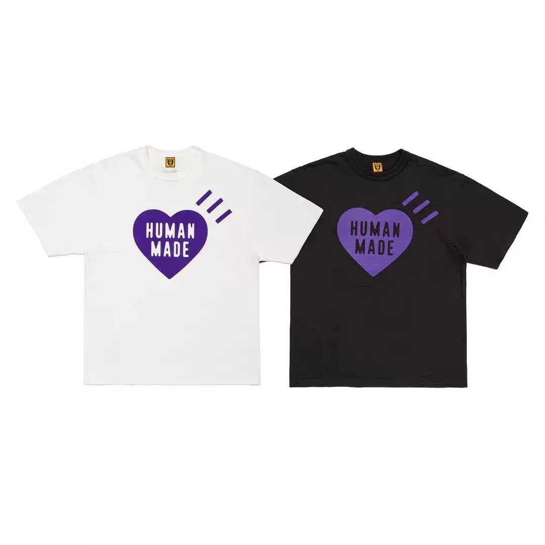 Humanmade Chinese Original Japanese Retro Heart Print Couple T-Shirt
