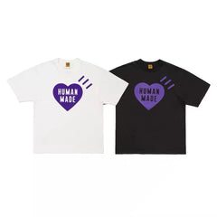 Humanmade Chinese Original Japanese Retro Heart Print Couple T-Shirt