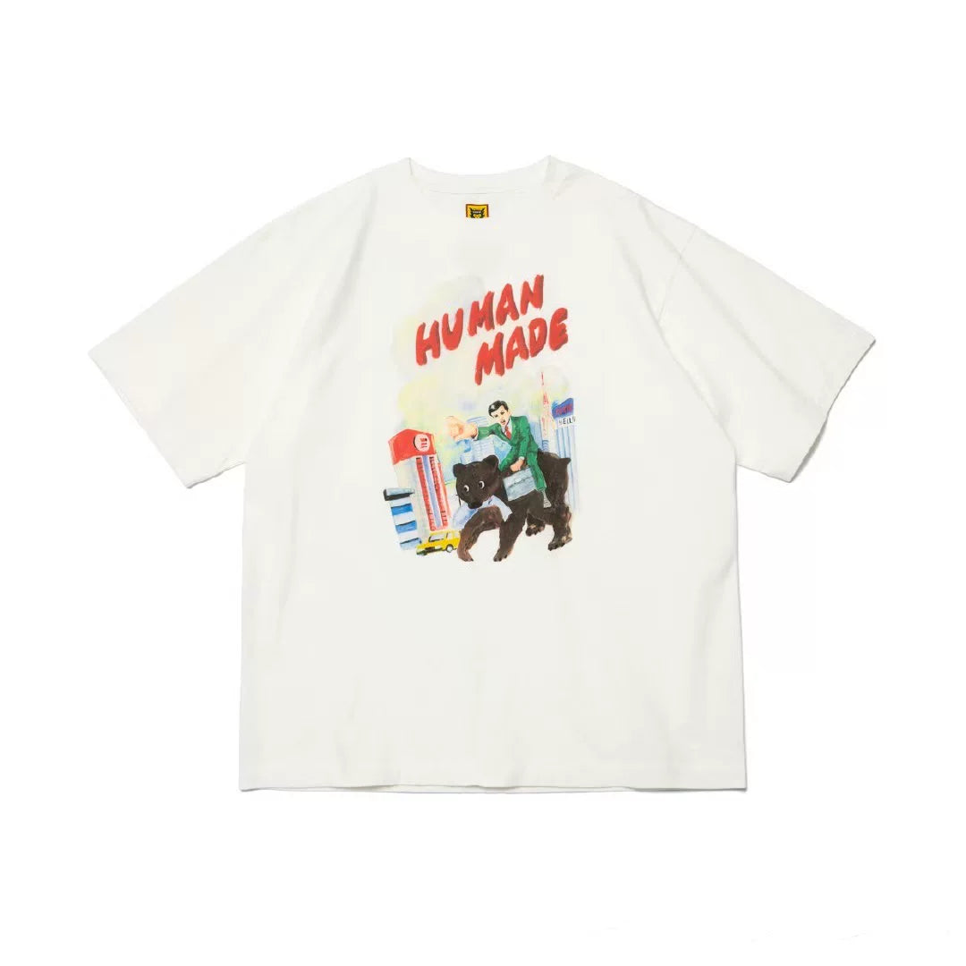 Humanmade Cartoon Print Unisex Crew Neck White T-Shirt