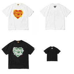 Humanmade Chinese Original Japanese Retro Heart Print Couple T-Shirt