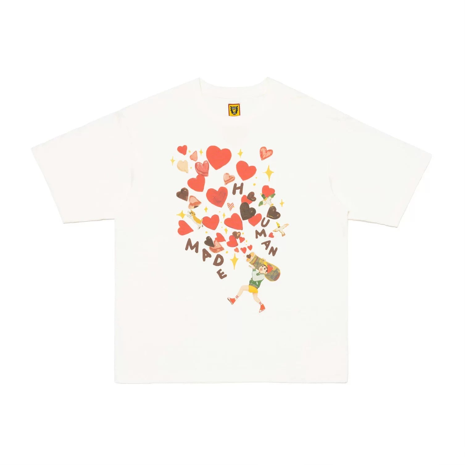 Humanmade Cartoon Print Unisex Crew Neck White T-Shirt