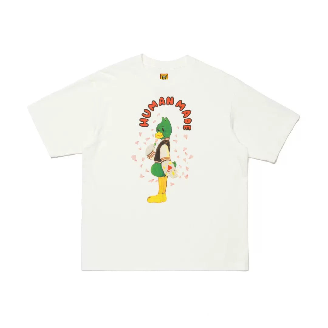 Humanmade Cartoon Print Unisex Crew Neck White T-Shirt
