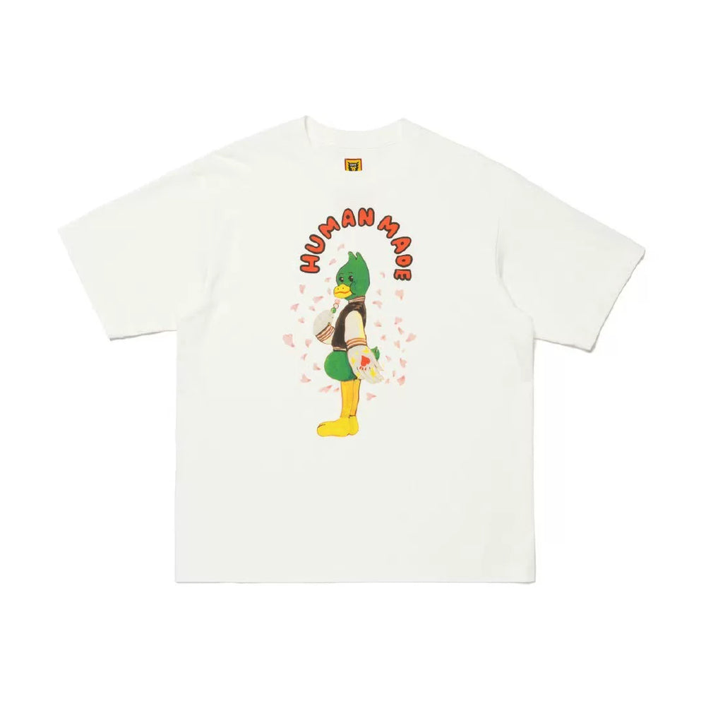 Humanmade Cartoon Print Unisex Crew Neck White T-Shirt