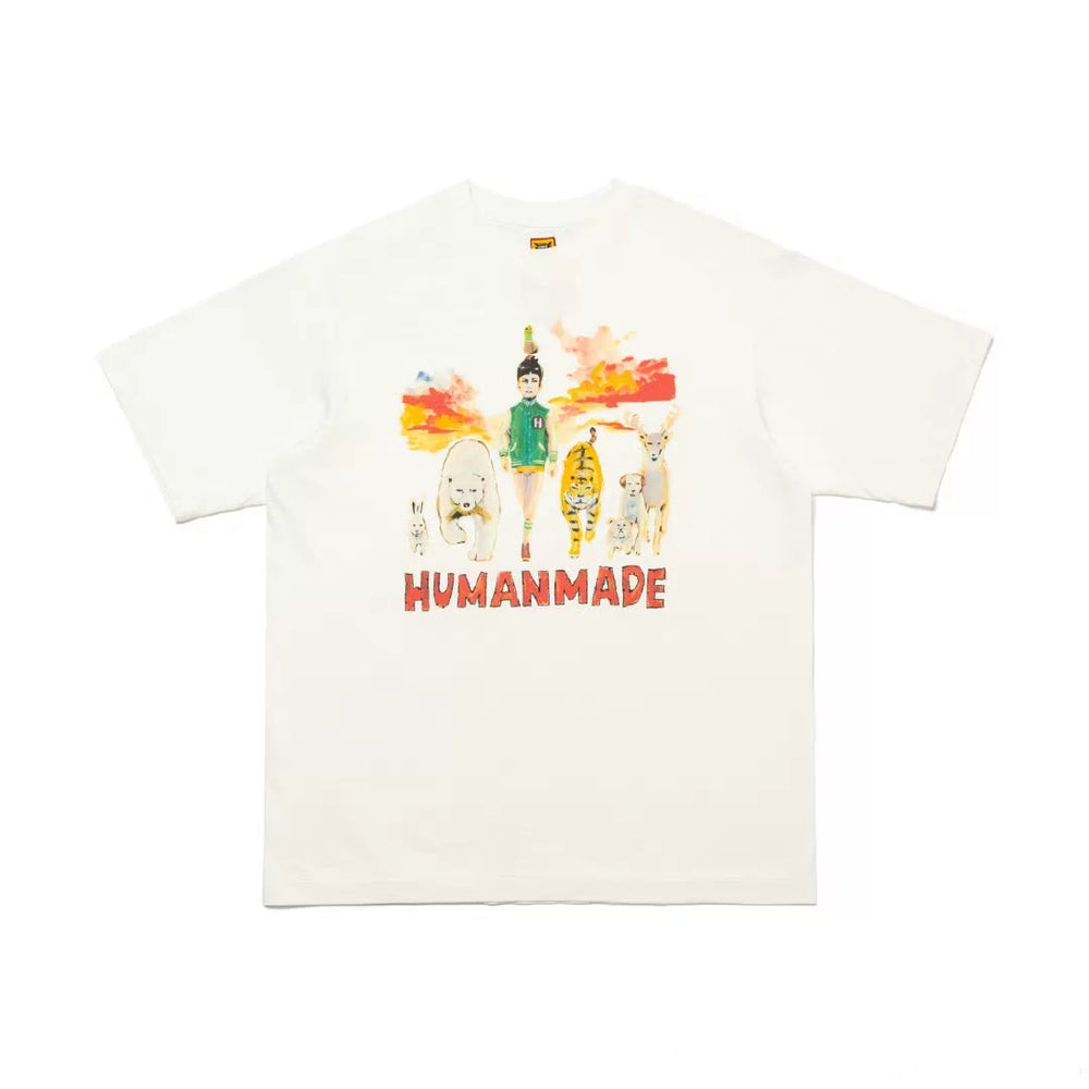Humanmade Cartoon Print Unisex Crew Neck White T-Shirt