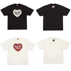 Humanmade Chinese Original Japanese Retro Heart Print Couple T-Shirt