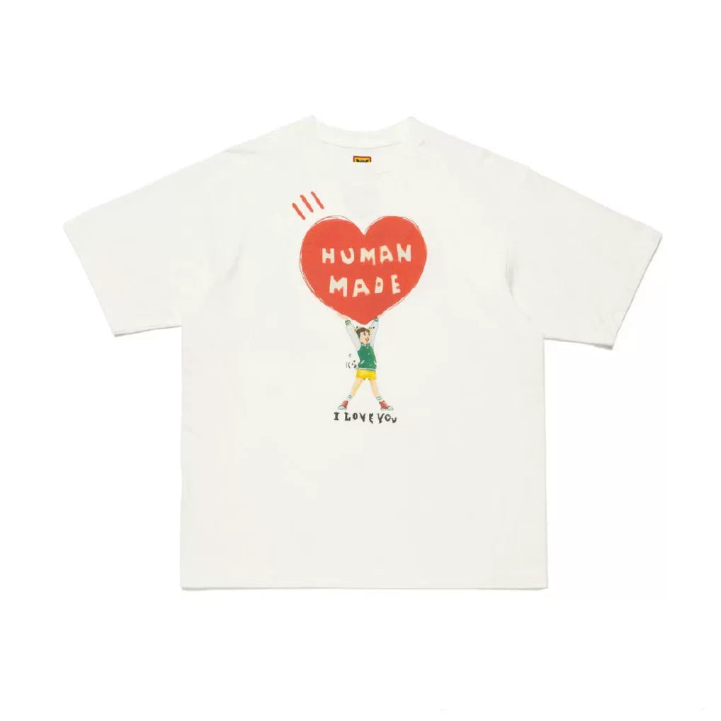 Humanmade Cartoon Print Unisex Crew Neck White T-Shirt