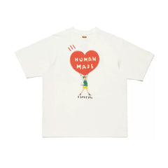 Humanmade Cartoon Print Unisex Crew Neck White T-Shirt