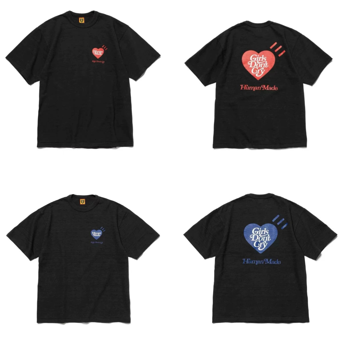 Humanmade Chinese Original Japanese Retro Heart Print Couple T-Shirt