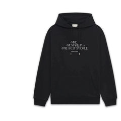 Drôle de Monsieur Black White Lettering Graphic Print Heavyweight Fleece-Lined Drawstring Hoodie
