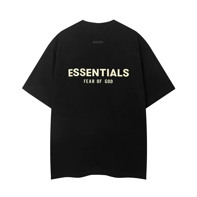 Fog Essentials Gold Letter Print Oversized Short‑Sleeve T‑Shirt Hip‑Hop Streetwear Casual Top
